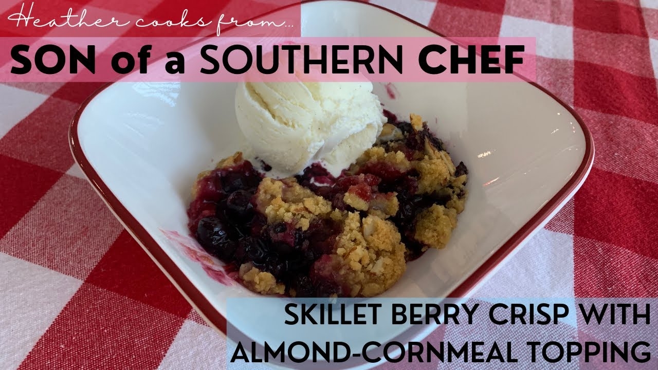 Skillet Berry Crisp with Almond-Cornmeal Topping from undefined