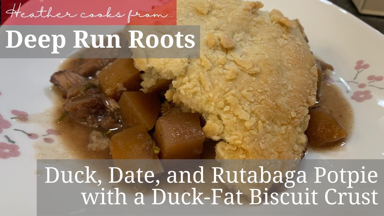 Duck, Date, and Rutabaga Potpie with a Duck-Fat Biscuit Crust from undefined