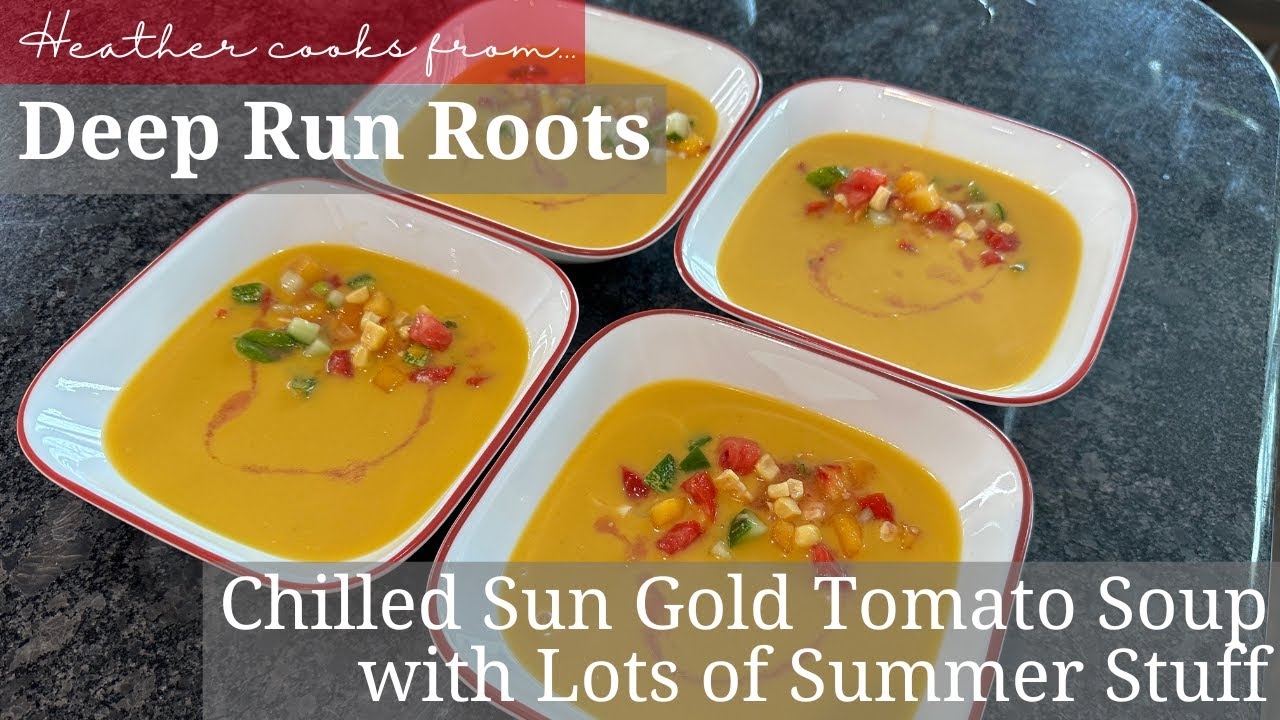 Chilled Sun Gold Tomato Soup with Lots of Summer Stuff from undefined