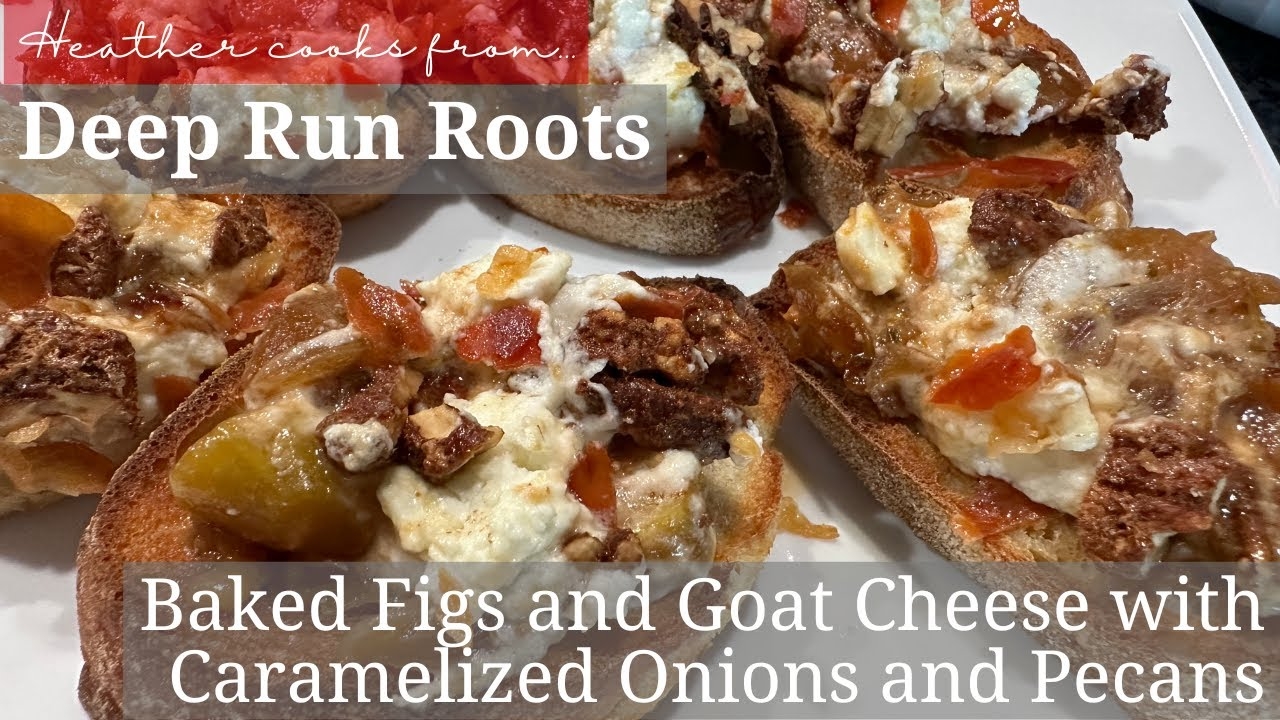 Baked Figs and Goat Cheese with Caramelized Onions and Pecans from undefined